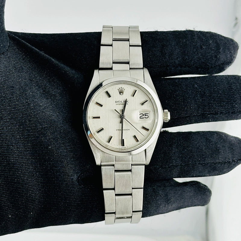 Rolex Oysterdate Precision Silver Dial on Oyster Folded Ref 6694