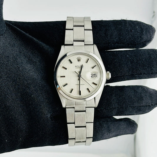 Rolex Oysterdate Precision Silver Dial on Oyster Folded Ref 6694