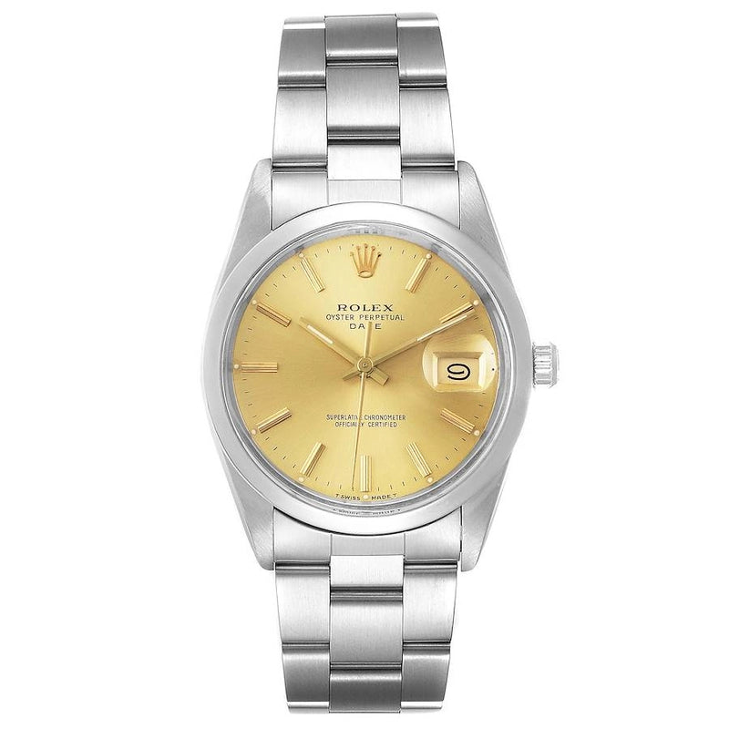 Rolex Oyster Perpetual Date Champagne Dial on Oyster Ref 15000 with Papers 1988