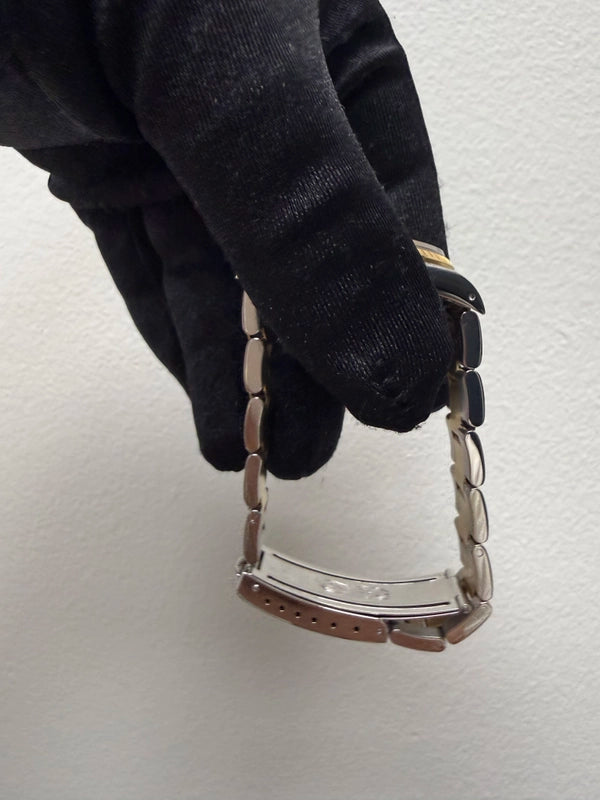 Rolex Oyster Perpetual Date Champagne Stick Dial on Strap Ref 15223 with Papers 1990