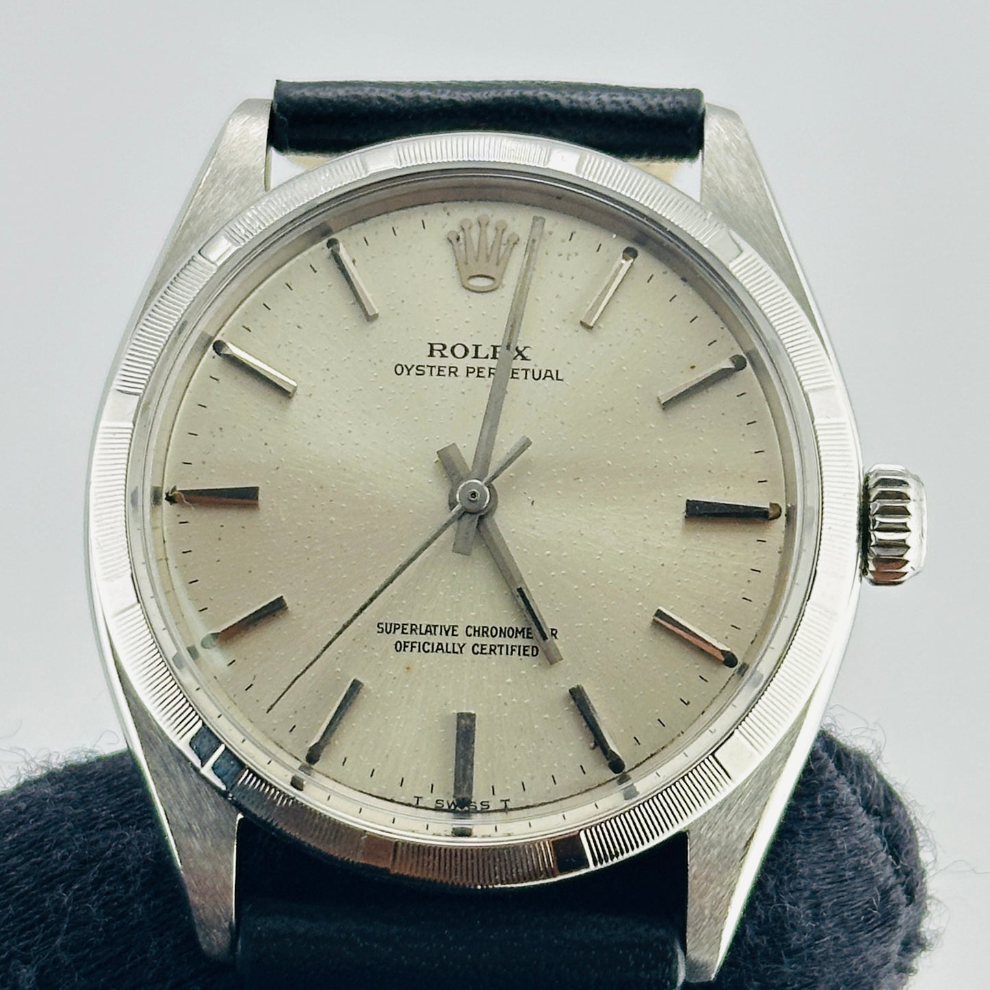 Rolex Oyster Perpetual Silver Stick / Has Spots Dial on Generic Leather Band Ref. 1003 1966 — view 2