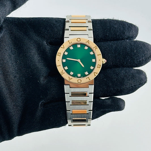 Bvlgari Bvlgari Green Diamond Dial on 2 Tone Bracelet Ref 103202 with Papers 2025