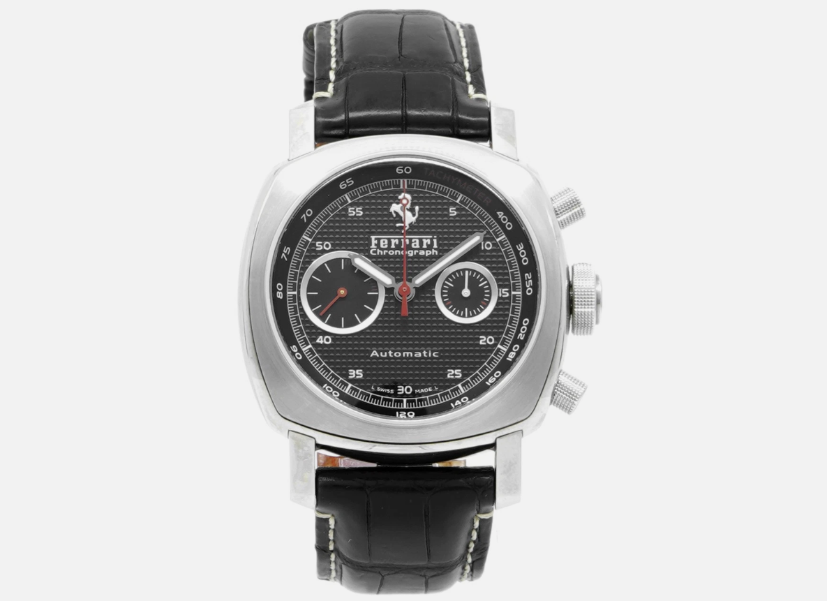 Panerai Ferrari GT Chronograph Black Dial on Rubber Strap Ref. F6656 Complete Open Date