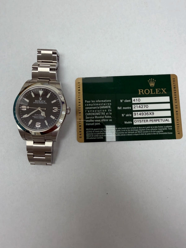 Rolex Explorer I Black Dial on Oyster Ref 214270 with Card Old Green 2014