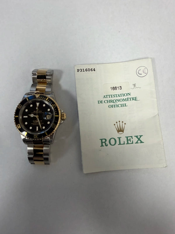 Rolex Submariner Black Dial on Oyster Ref 16613 with Papers 2000