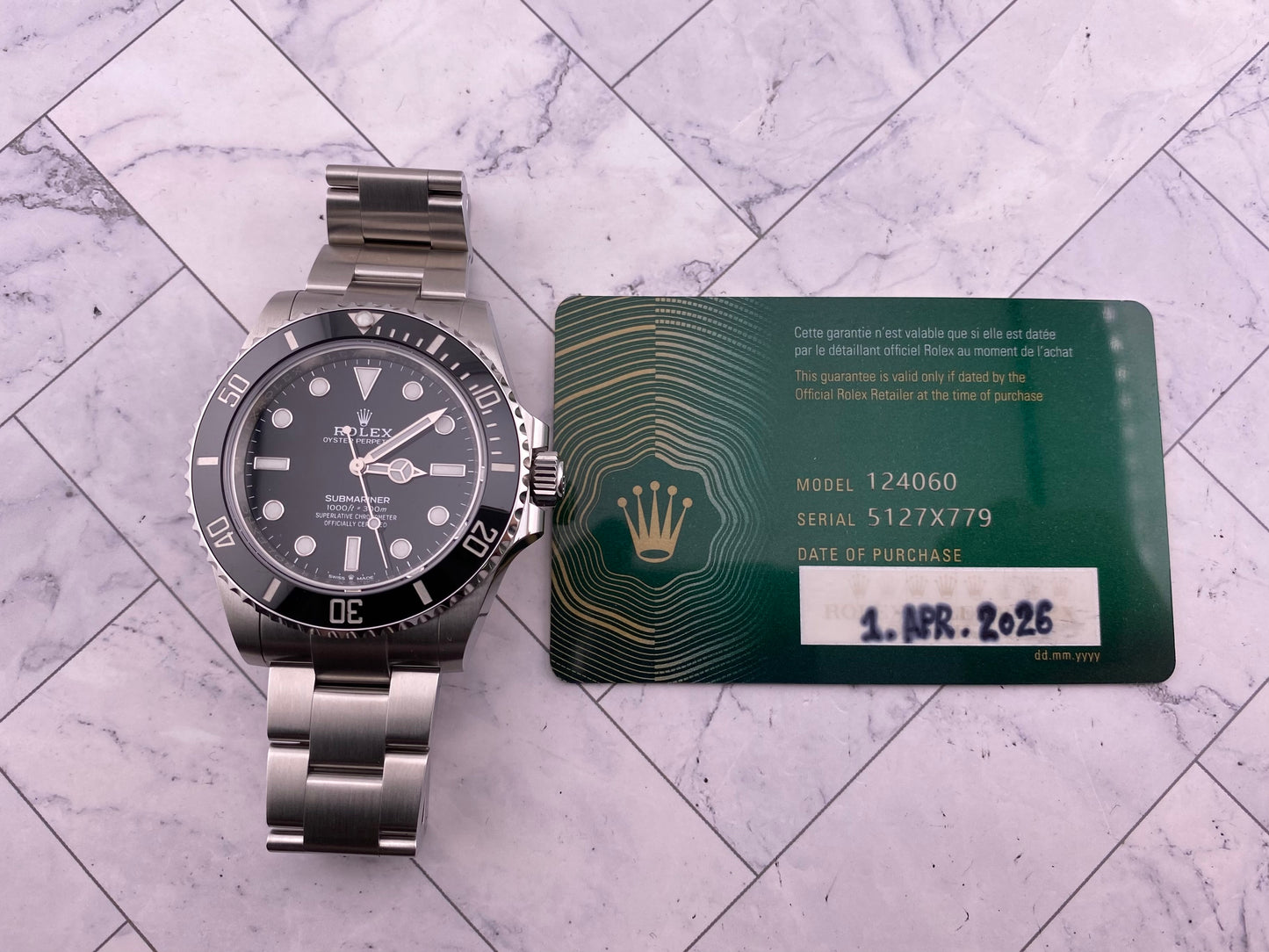Rolex Submariner No-Date Black Dial on Oyster Ref. 124060 Card 2026 — view 7