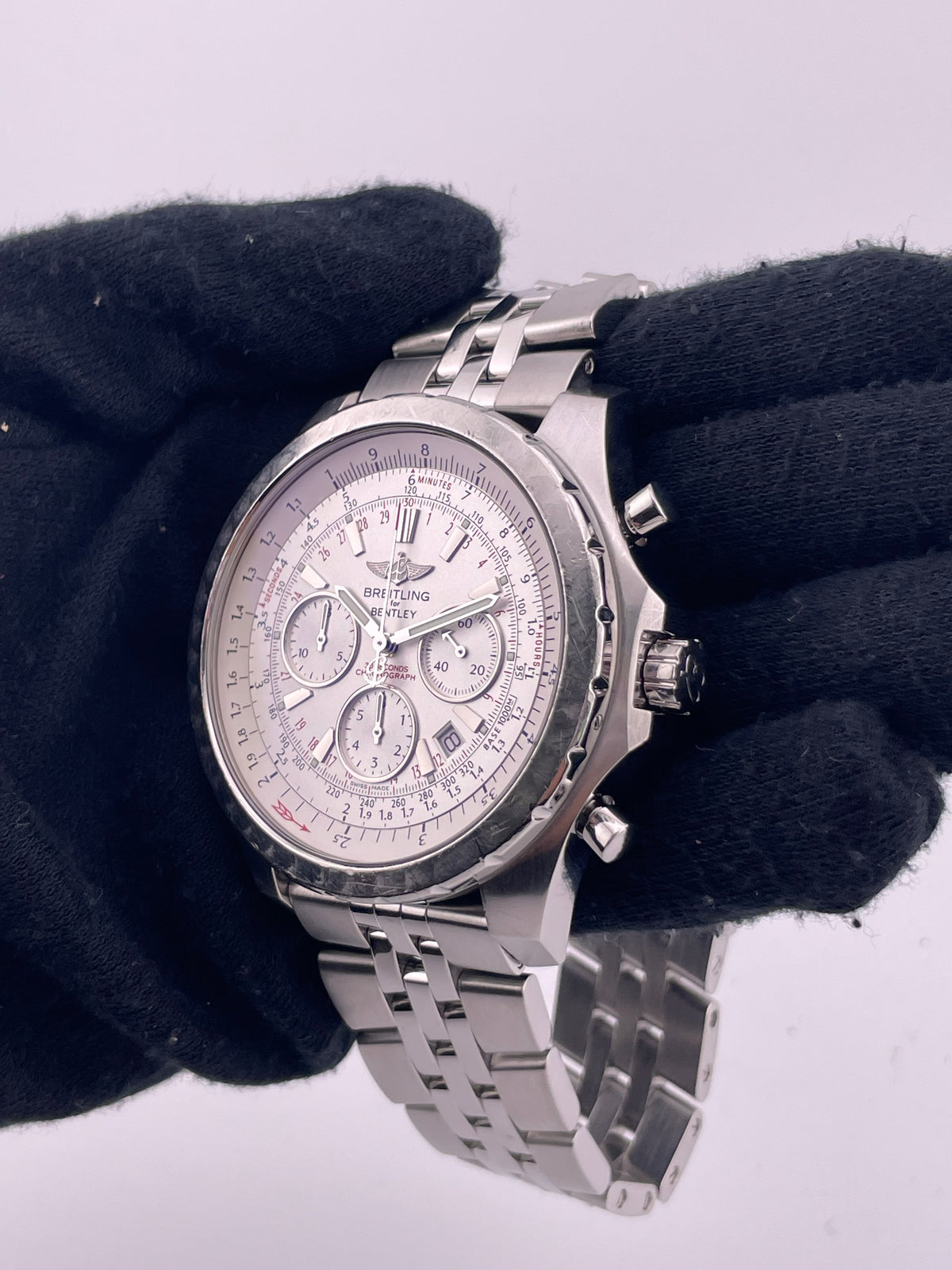 Breitling Bentley Motors T Speed Silver Dial on Stainless Steel Bracelet Ref. A25365/A257G75SPS Papers 2009 — view 3