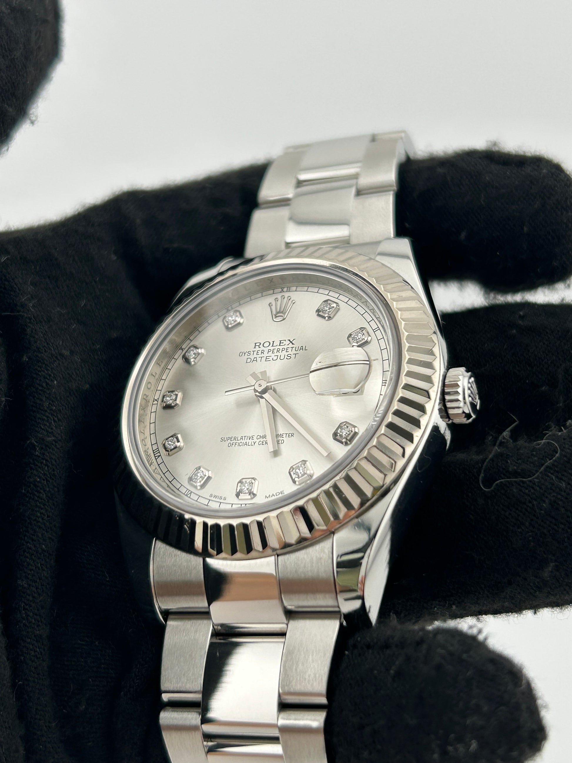 Rolex Datejust II Silver Diamond Dial on Oyster Steel Bracelet Ref. 116334 Card 2021 — view 3