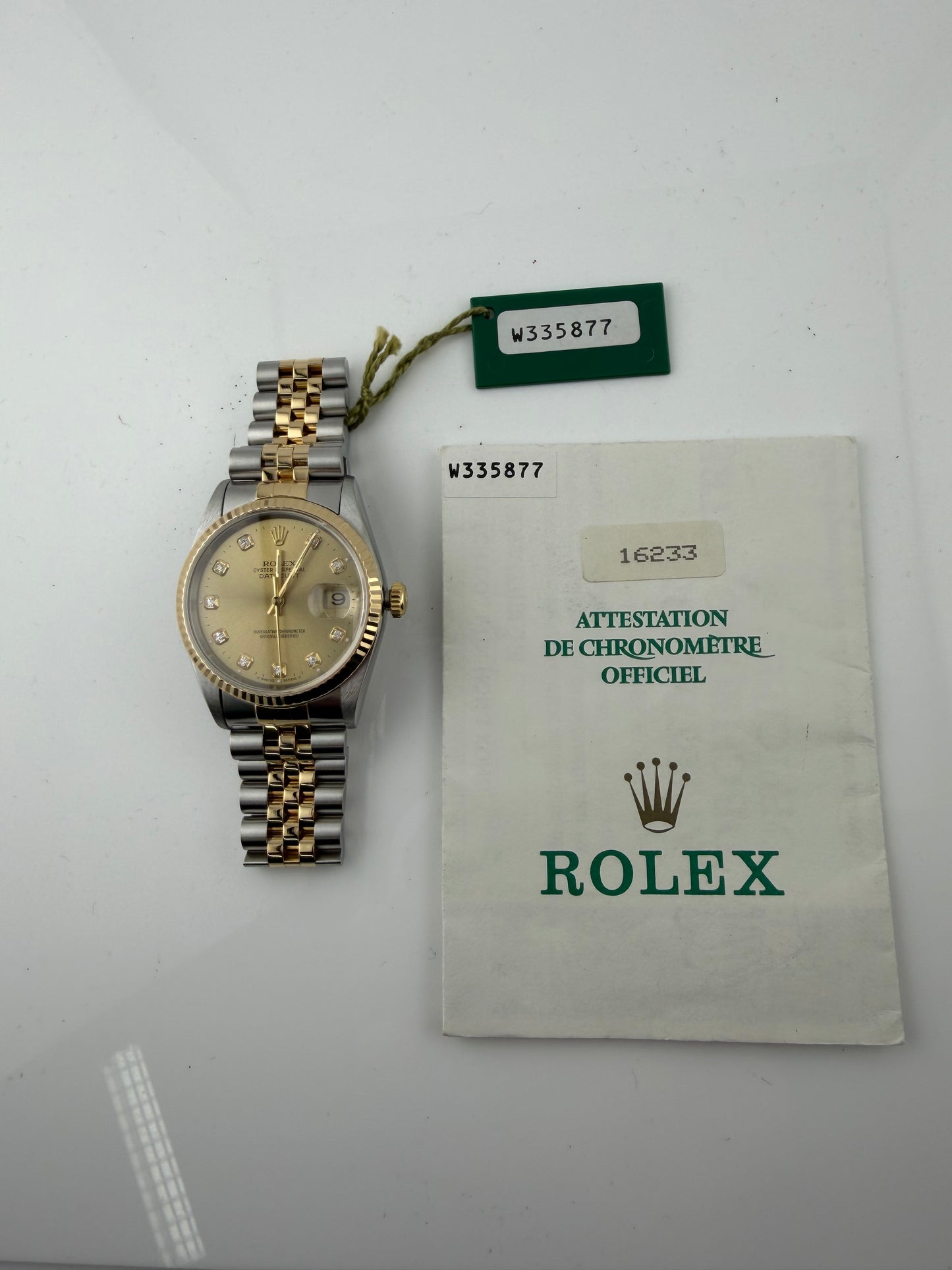 Rolex Datejust Champagne Diamond Factory Dial on D Link Jubilee Bracelet Ref. 16233 Papers 1996 — view 5