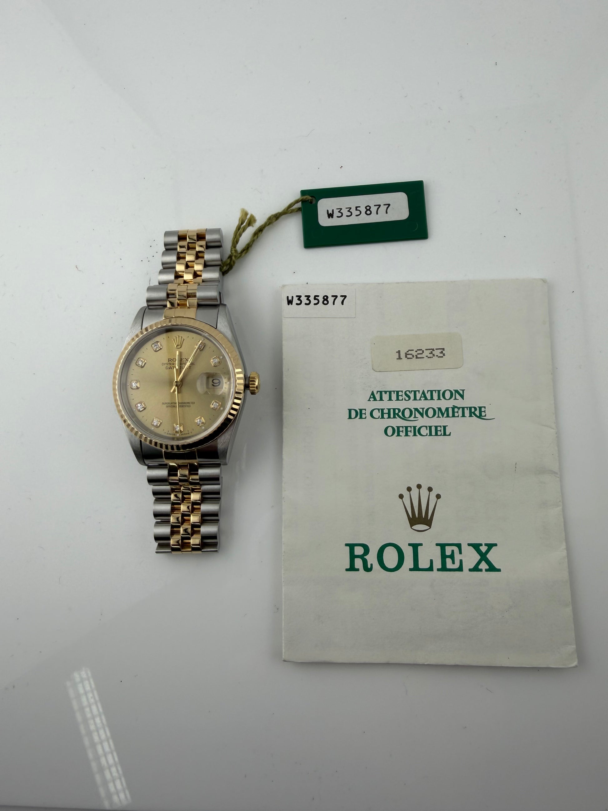 Rolex Datejust Champagne Diamond Factory Dial on D Link Jubilee Bracelet Ref. 16233 Papers 1996 — view 5