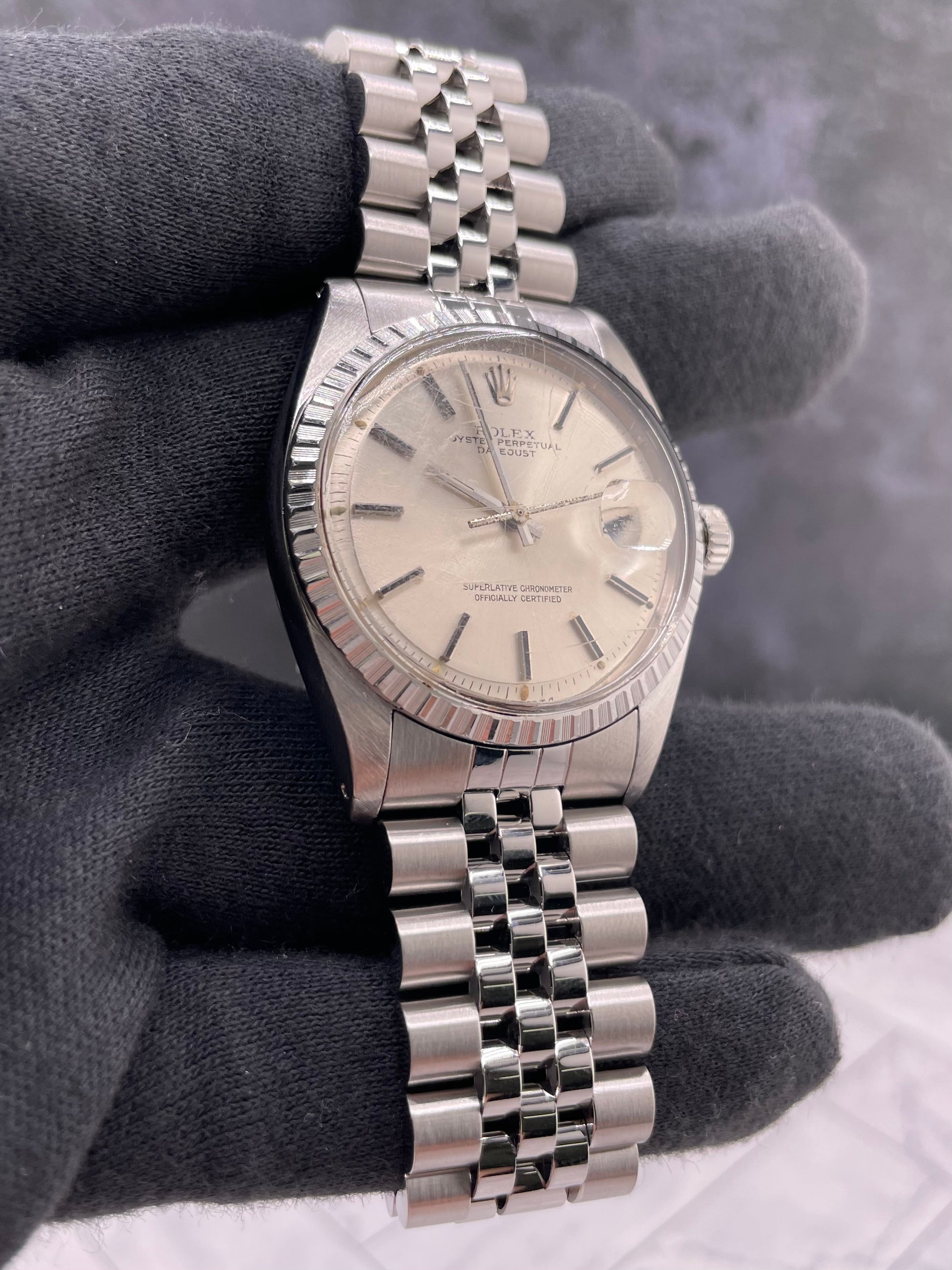 Rolex Datejust Silver Stick Dial on D Link Jubilee Ref. 1603 1979 — view 3