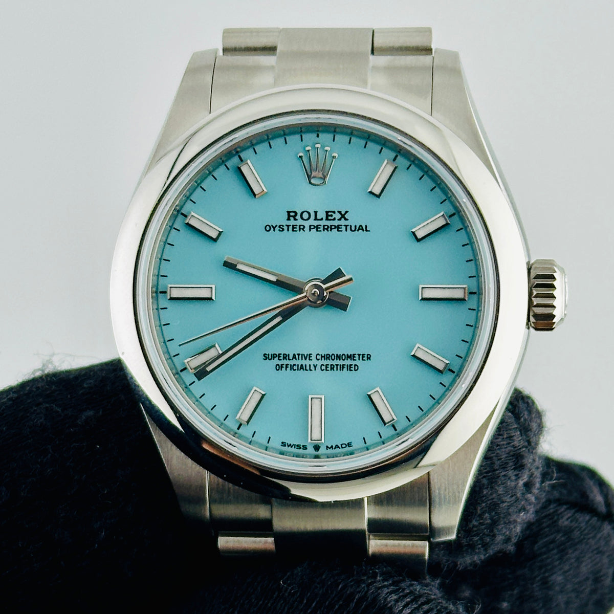 Rolex Oyster Perpetual Turquoise Blue Index Dial on Oyster Bracelet Ref. 277200 Complete 2026 — view 3