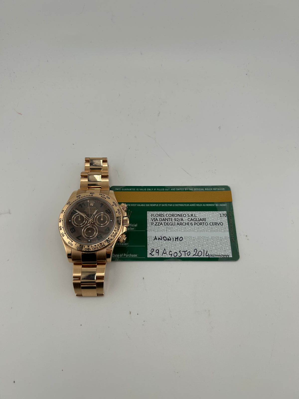 Rolex Daytona Chocolate Arabic Dial on Oyster Ref. 116505 Card 2014 — view 7