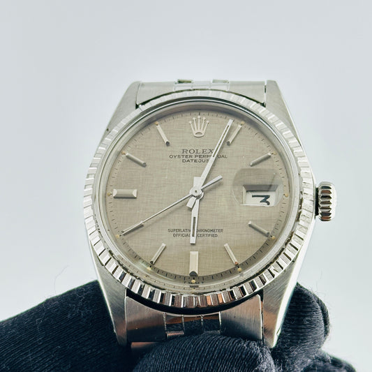 Rolex Datejust Grey Linen Stick Dial on Folded Jubilee Bracelet Ref. 1603 1971 — view 2