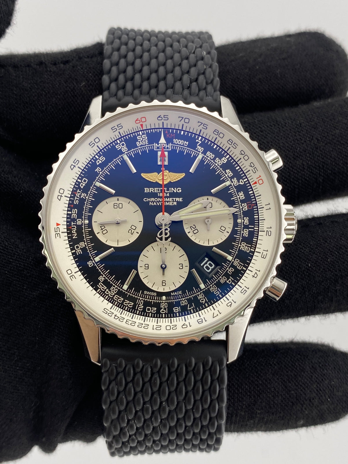 Breitling Navitimer 01 Black Dial on Rubber Strap Ref. AB0120/A022B01WBD Complete 2016 — view 2