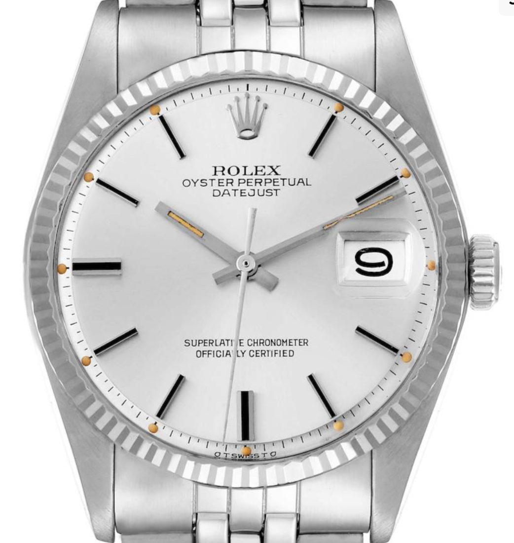 Rolex Datejust 36 Silver Stick Dial on Jubilee D Link Bracelet Ref. 1601 1976