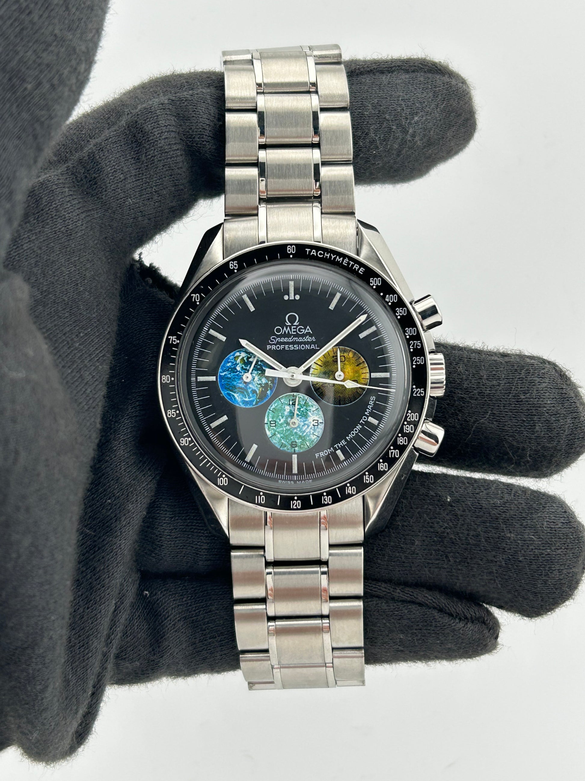 Omega Speedmaster Moon to Mars Black Dial on Stainless Steel Bracelet Ref. 3577.50 — view 2