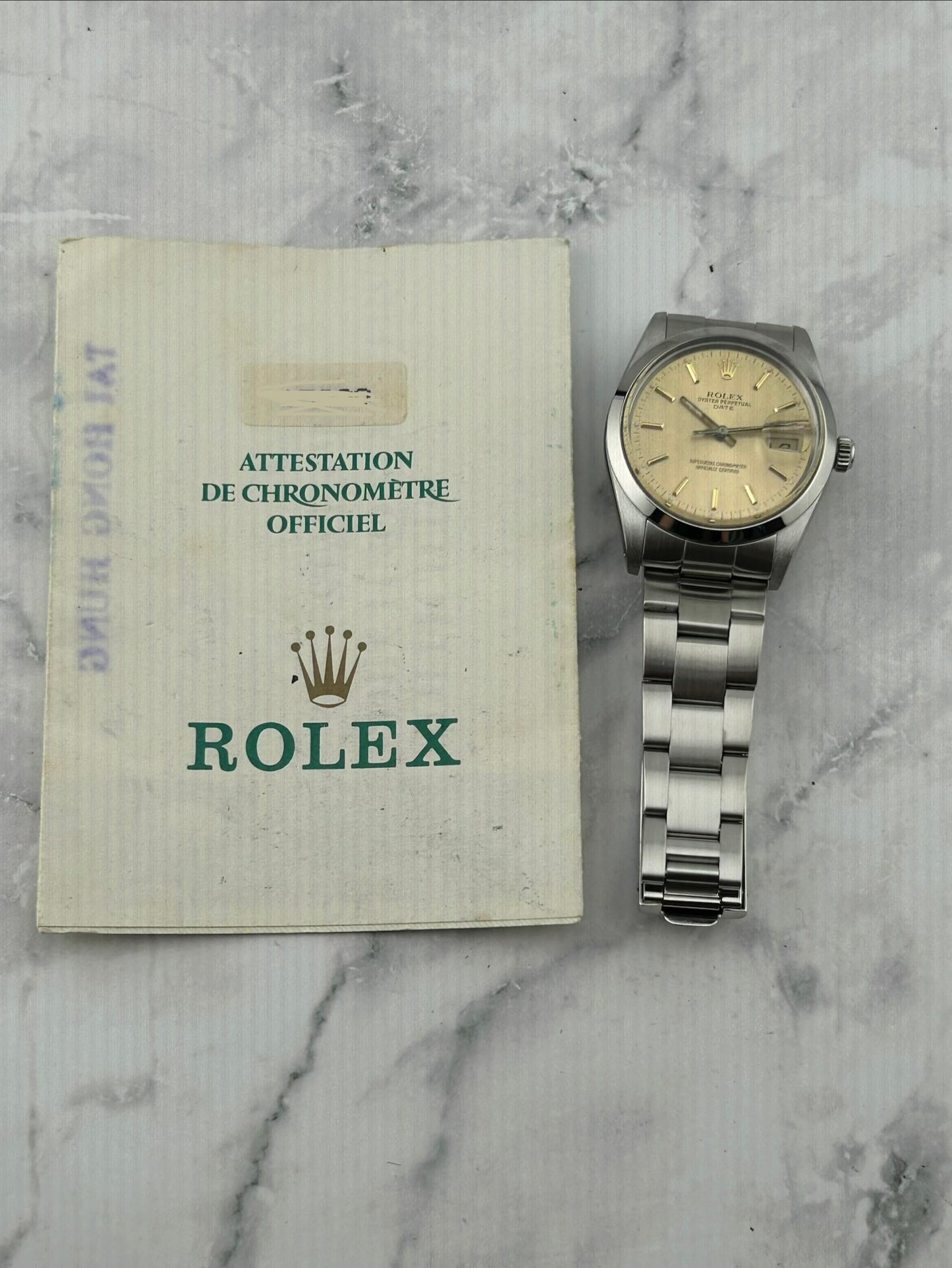 Rolex Oyster Perpetual Date Champagne Dial on Oyster Bracelet Ref. 15000 Papers 1988 — view 7