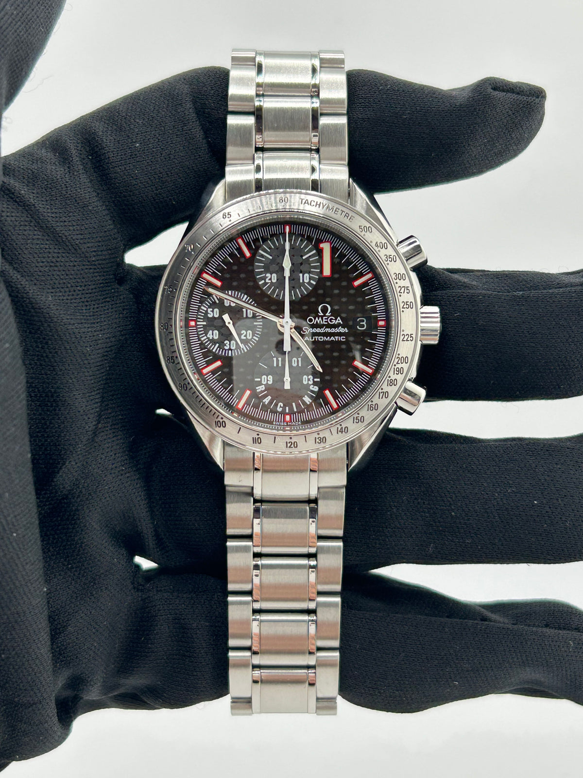 Omega Speedmaster Racing Black Dial on Stainless Steel Bracelet Ref. 3519.50.00 Card — view 2
