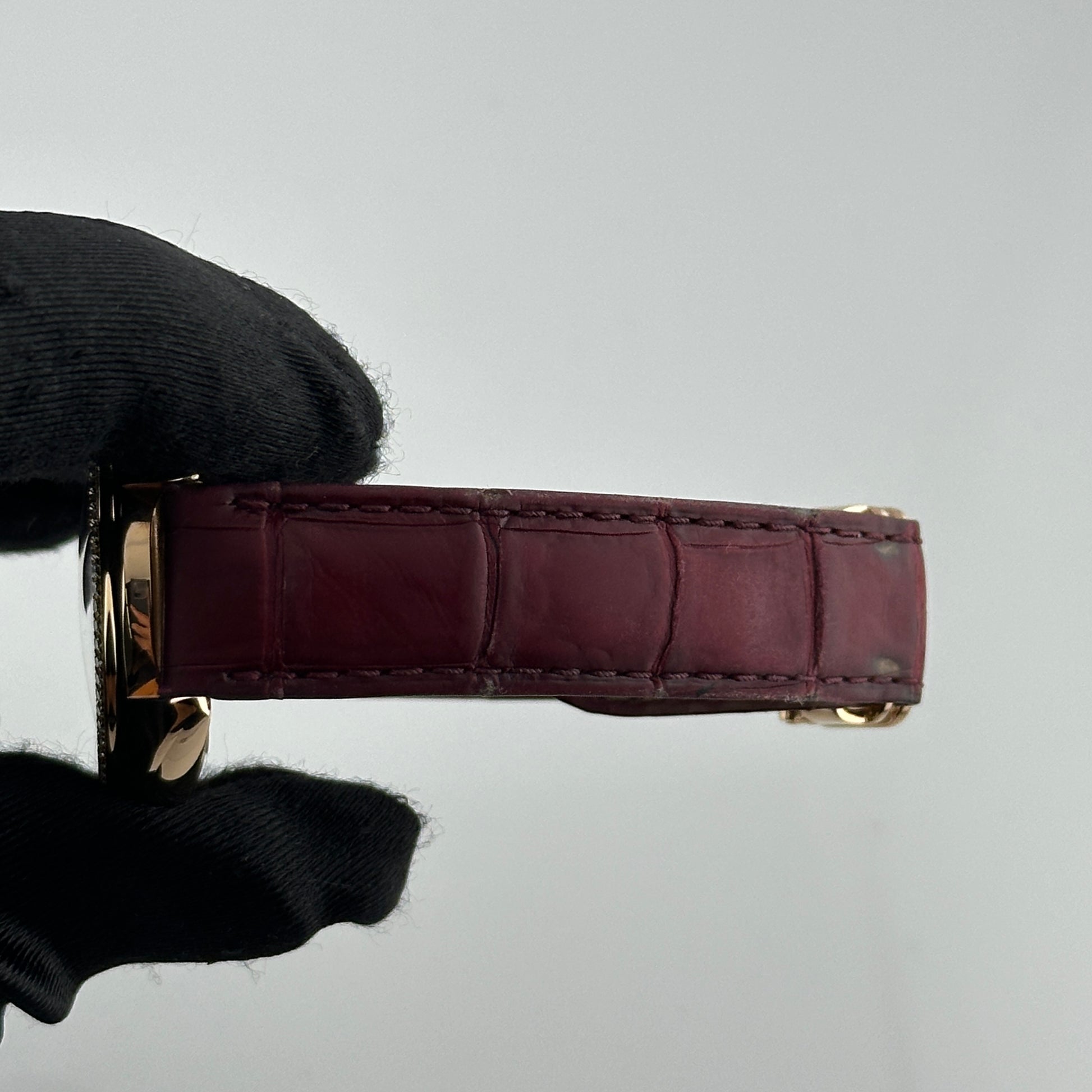 Cartier Cle Silver Roman Dial on Maroon Leather Ref. 3854 Papers 2019 — view 4