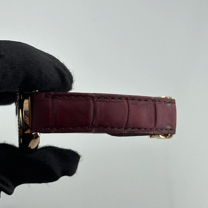 Cartier Cle Silver Roman Dial on Maroon Leather Ref 3854 with Papers 2019