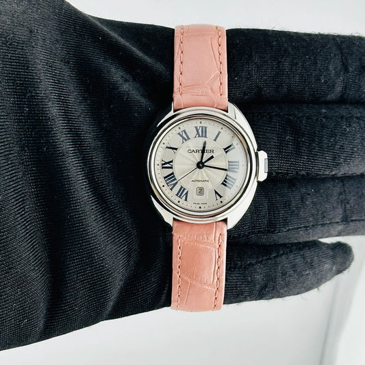 Cartier Cle Silver Dial on Leather Ref 3867/CRWSCL0005 with Papers 2016