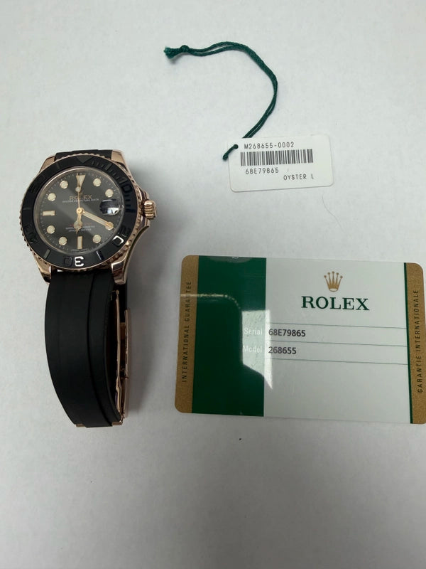 Rolex Yacht-Master 37 Matt Black Dial on Oysterflex Ref 268655 with New Style Card White 2018