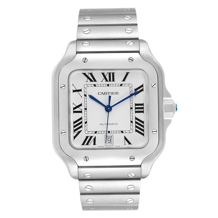 Cartier Santos Silver Roman Dial on Stainless Steel Bracelet Ref. 4075/WSSA0010 Card