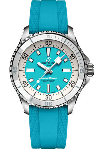 Breitling Superocean Automatic Turquoise Dial on Rubber Strap Ref. A17377211C1S1 Card 2026
