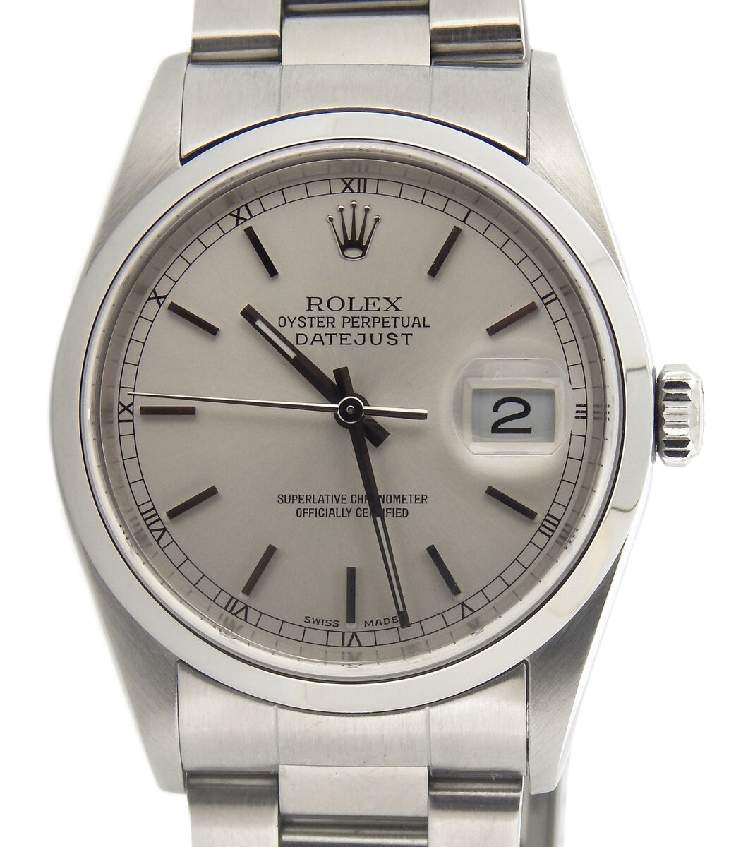 Rolex Datejust 36 Silver Stick Dial on Jubilee Ref. 16200 Papers 1999