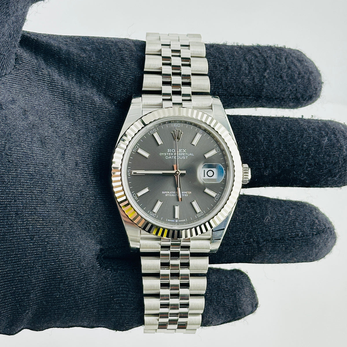 Rolex Datejust Dark Rhodium Index Dial on D Link Jubilee Bracelet Ref. 126334 Complete 2026 — view 3