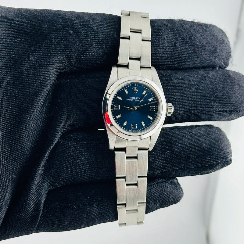 Rolex Oyster Perpetual Blue Dial on Oyster Ref 76080 with Papers 2000