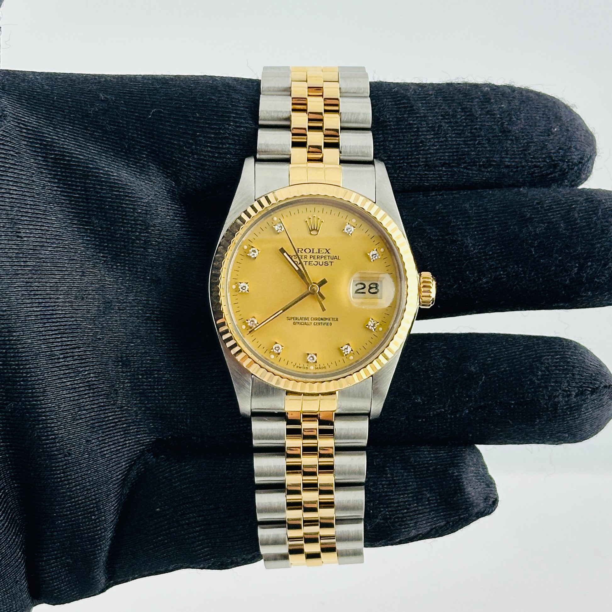 Rolex Datejust Champagne Diamond Factory Dial on D Link Jubilee Ref. 16013G 1988 — view 2