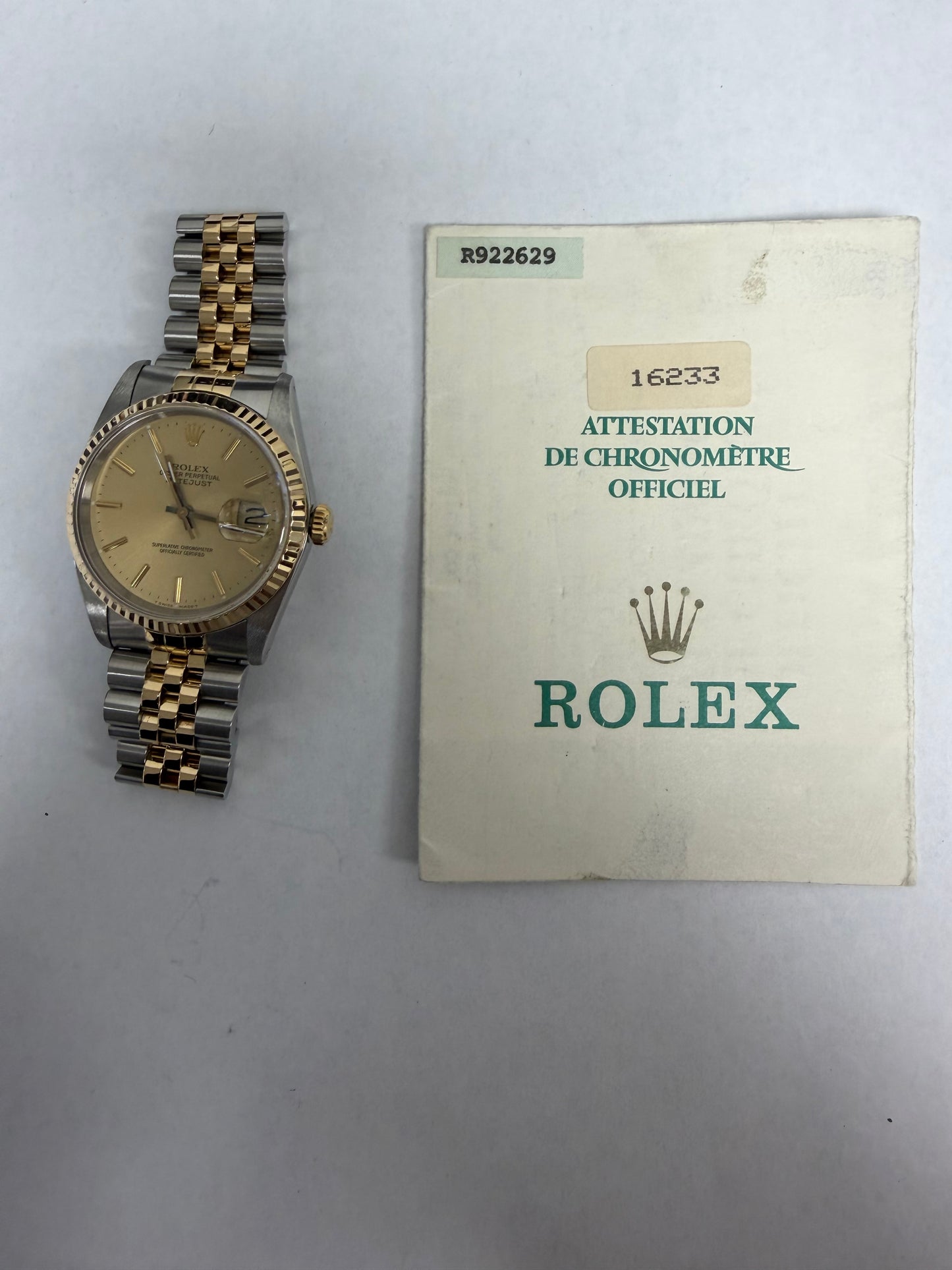 Rolex Datejust Gold Dial on Jubilee Ref. 16233 Papers 1989 — view 6