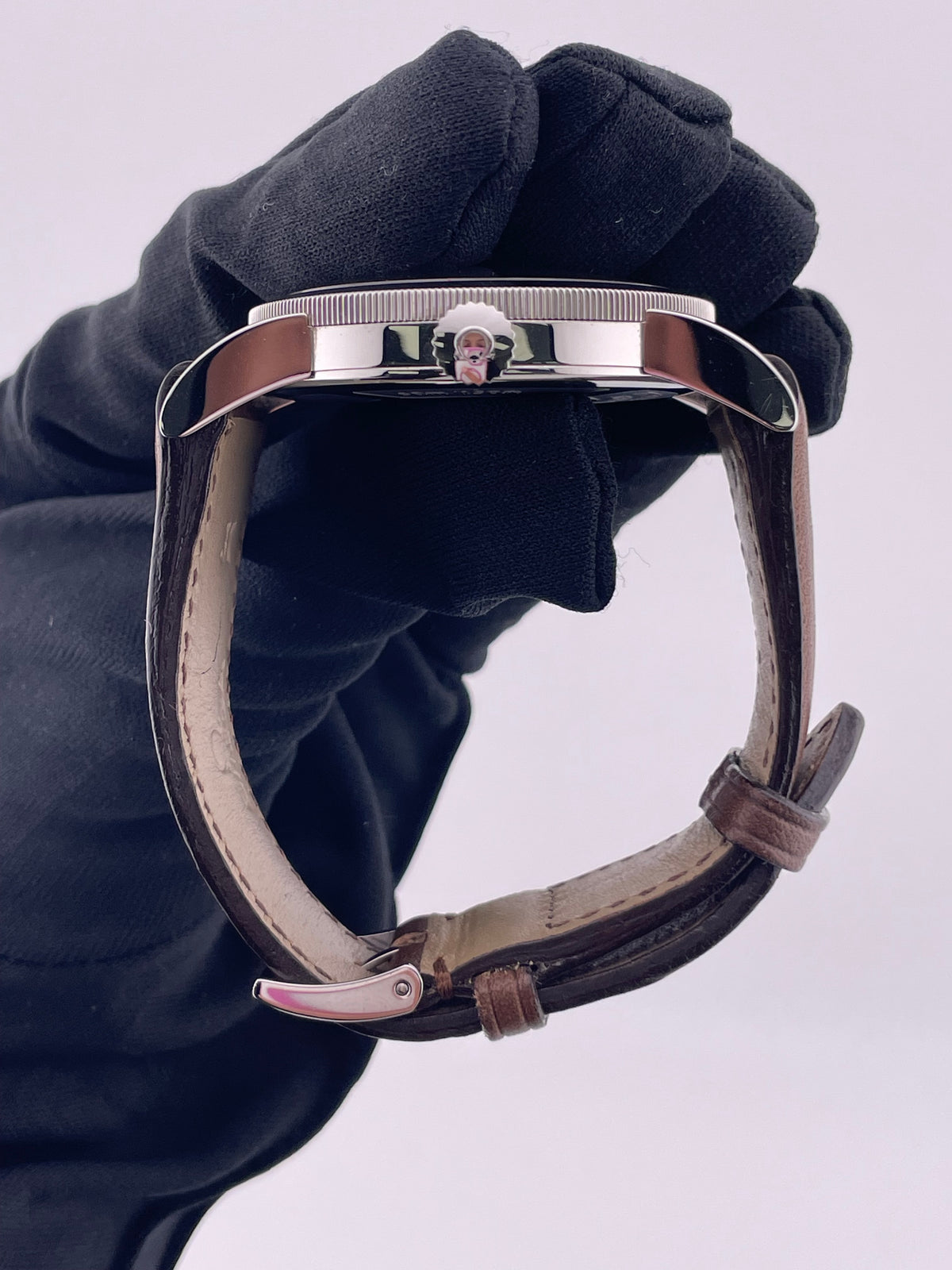 Omega Museum Silver Roman Numerals Dial on Brown Leather Strap Ref. 516.13.41.10.02.001 Complete Open Date — view 5