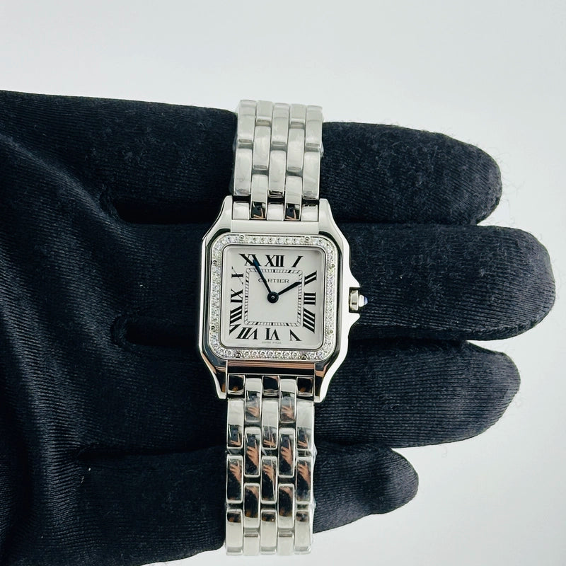 Cartier Panthere Midsize Silver Roman Dial on 5 Row Links Ref 4016/W4PN0008 with Card 2025