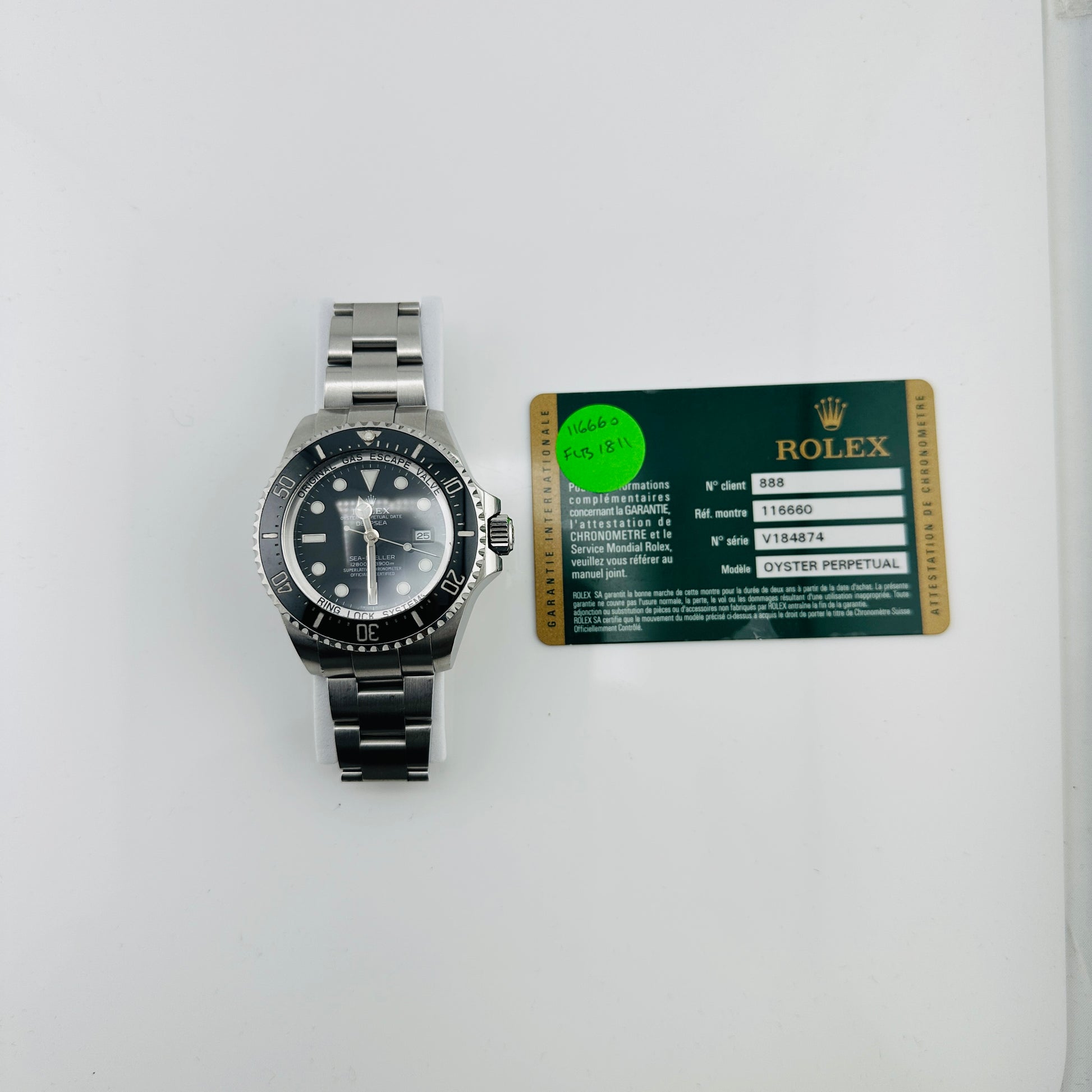 Rolex Sea-Dweller Deepsea Black Dial on Oyster Bracelet Ref. 116660 Card 2009 — view 2