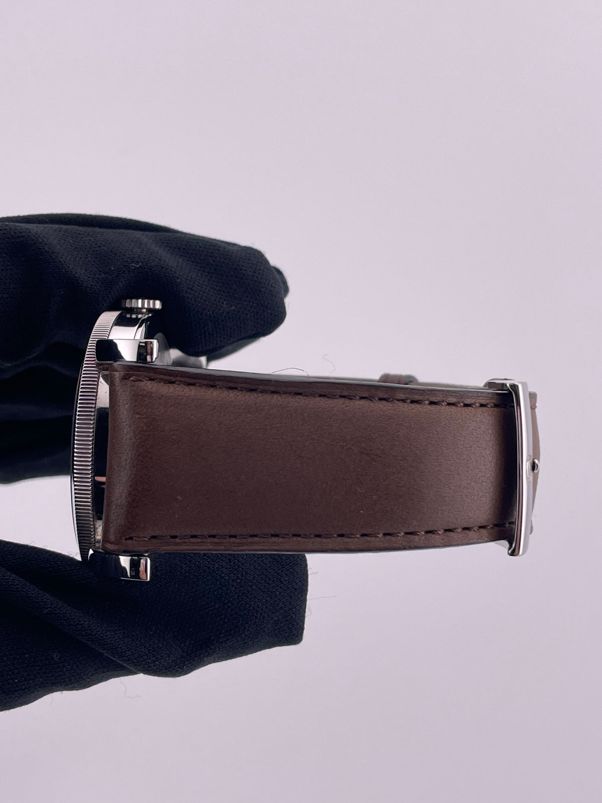 Omega Museum Silver Roman Numerals Dial on Brown Leather Strap Ref. 516.13.41.10.02.001 Complete Open Date — view 4