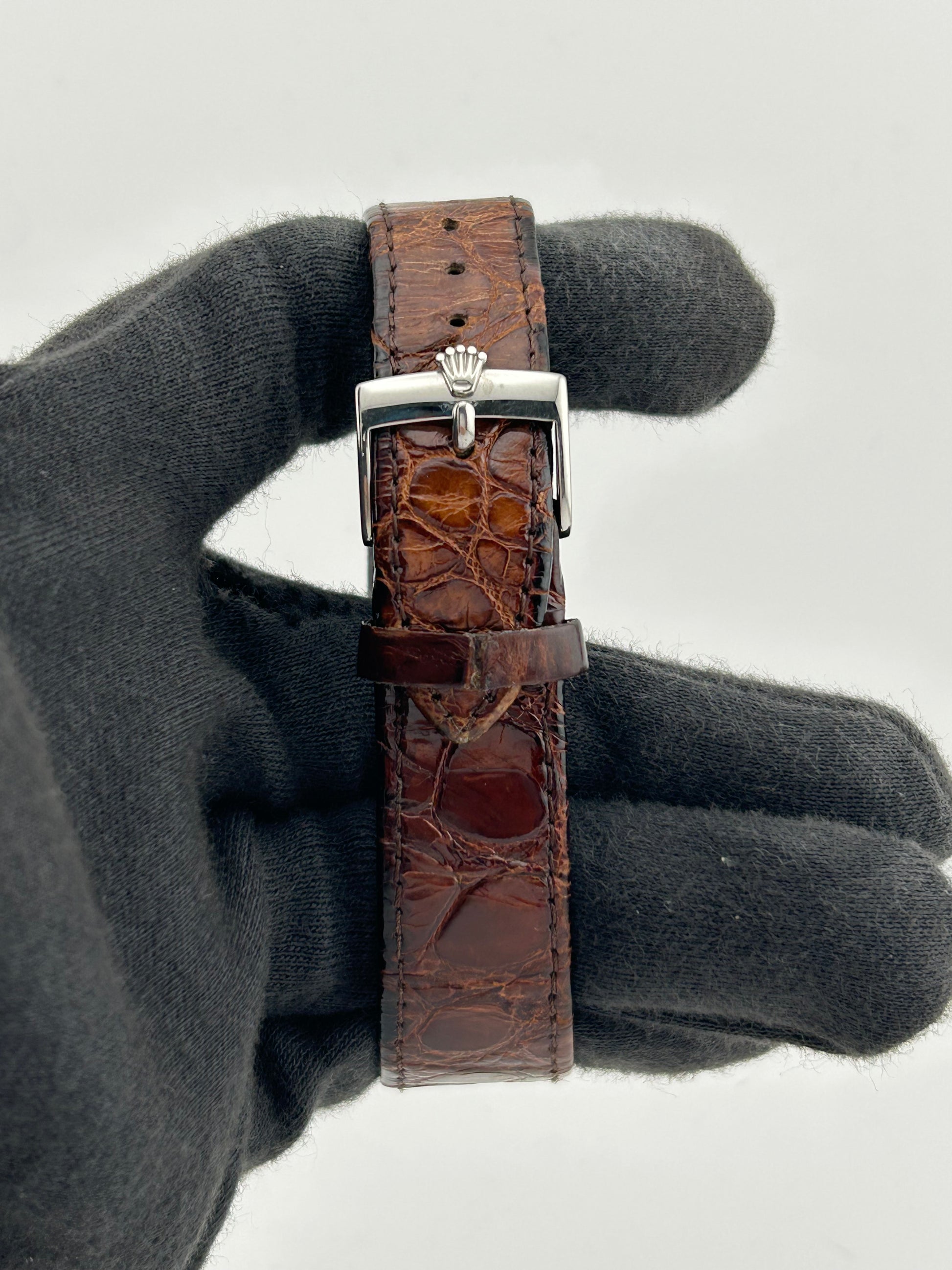 Rolex Oysterdate Precision Silver Stick Dial on Brown Leather Strap Ref. 6694 1978 — view 3