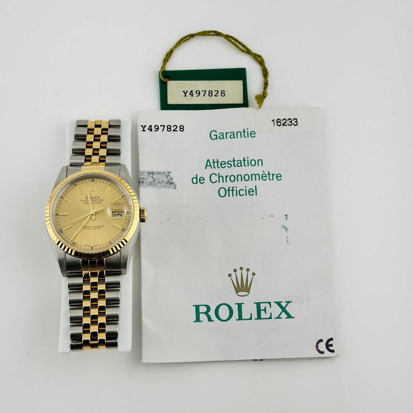 Rolex Datejust Champagne Stick Dial on D Link Jubilee Ref. 16233 Papers 2003 — view 6