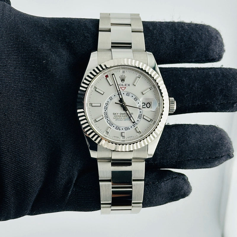 Rolex SkyDweller White Dial on Oyster Ref 326934 with New Style Card White 2018