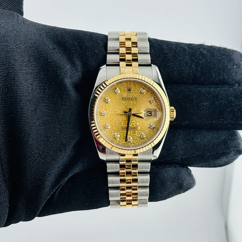 Rolex Datejust Gold Anniversary Diamond Dial Dial on Jubilee Ref 116233 with Papers 2004