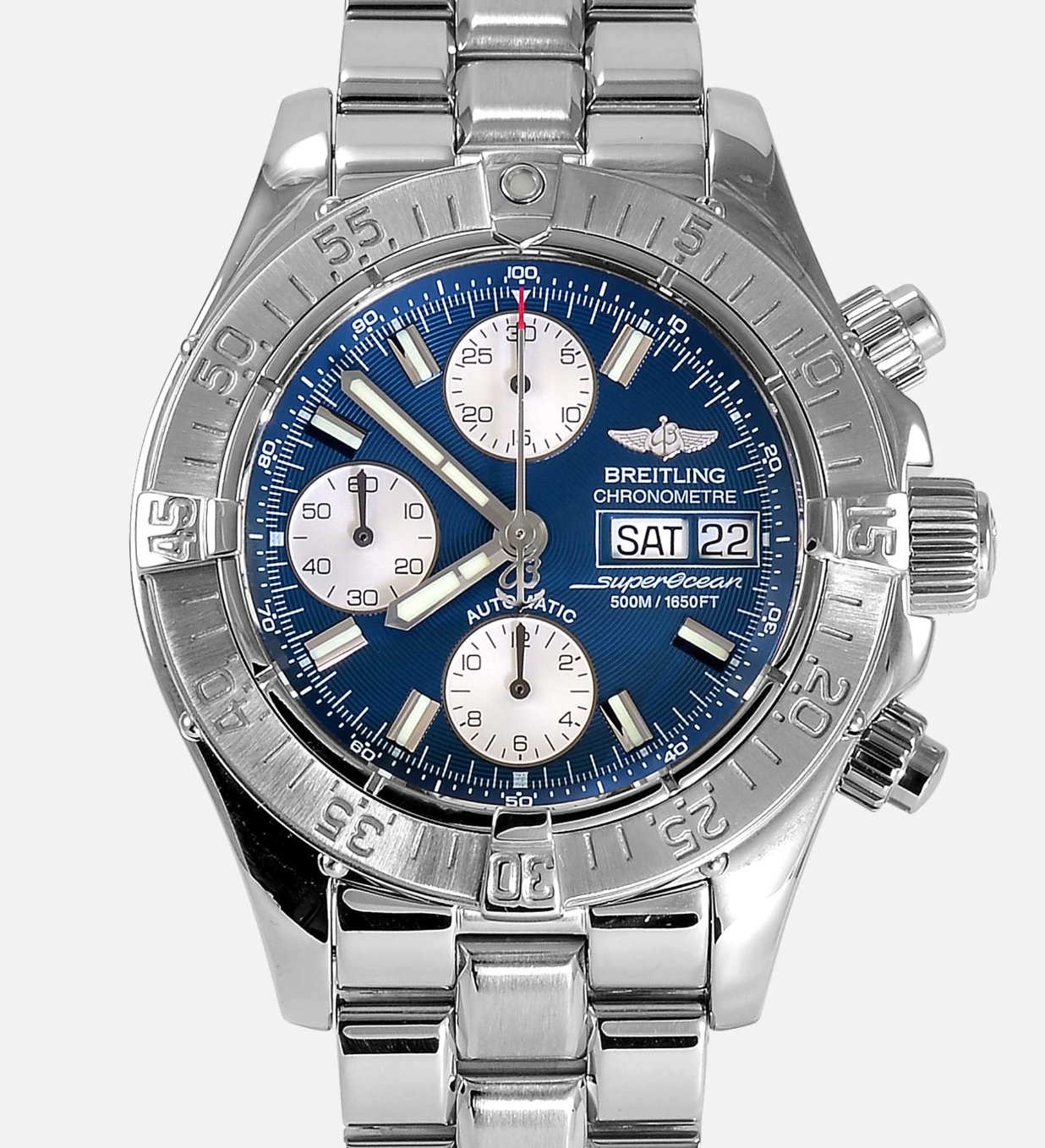 Breitling Superocean Blue / Luminous Hands Dial on Stainless Steel Bracelet Ref. A13340/A111C16PRS Complete 2006