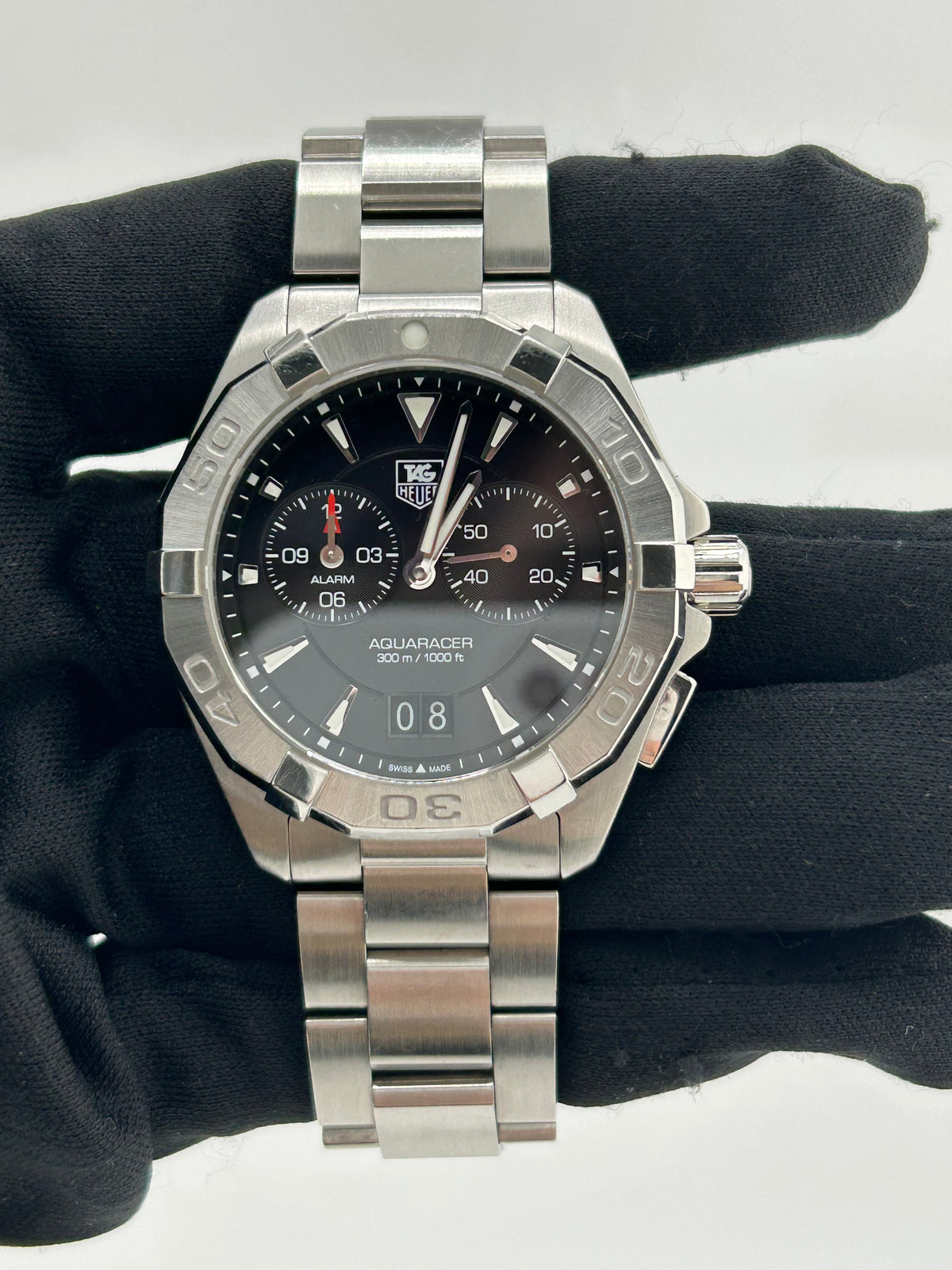 Tag Heuer Aquaracer Black Dial on Stainless Steel Bracelet Ref. WAY111Z.BA0928 Complete 2016 — view 2