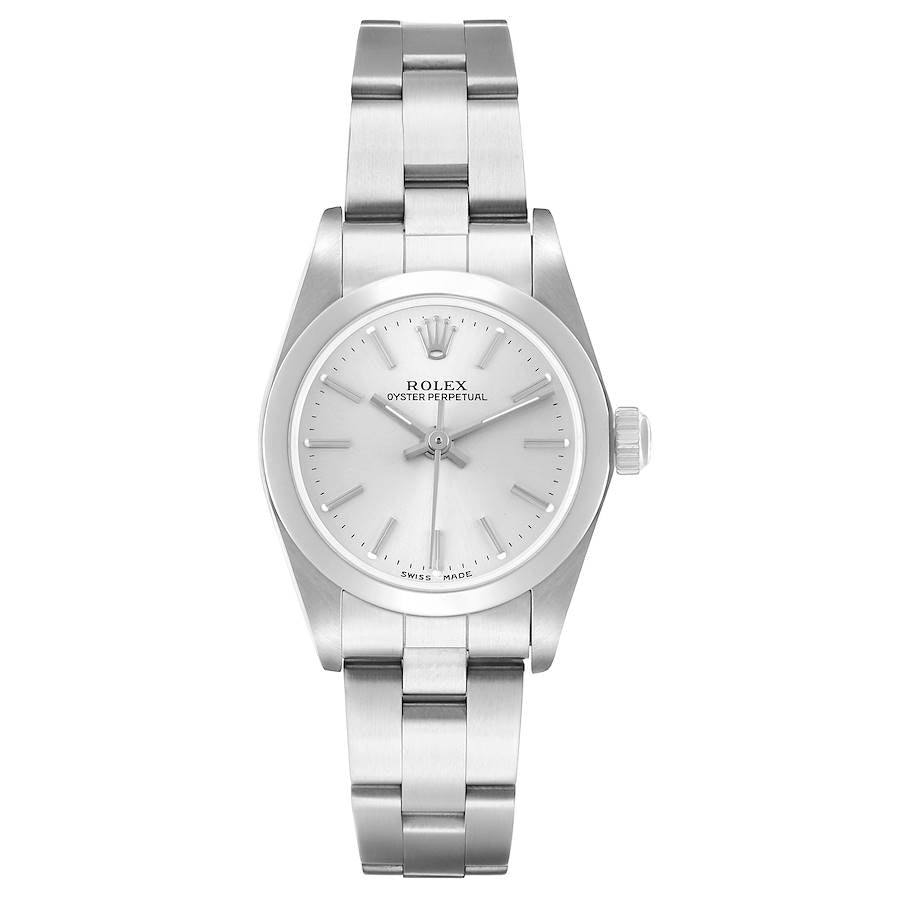 Rolex Oyster Perpetual Silver Stick Dial on Oyster Bracelet Ref. 76080 Papers 2000