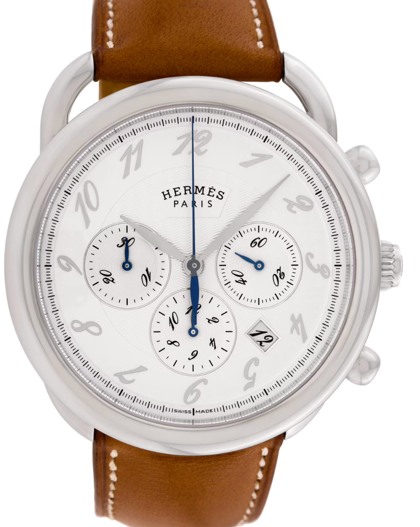 Hermes Arceau White Arabic Dial on Leather Band Ref. AR4.910A