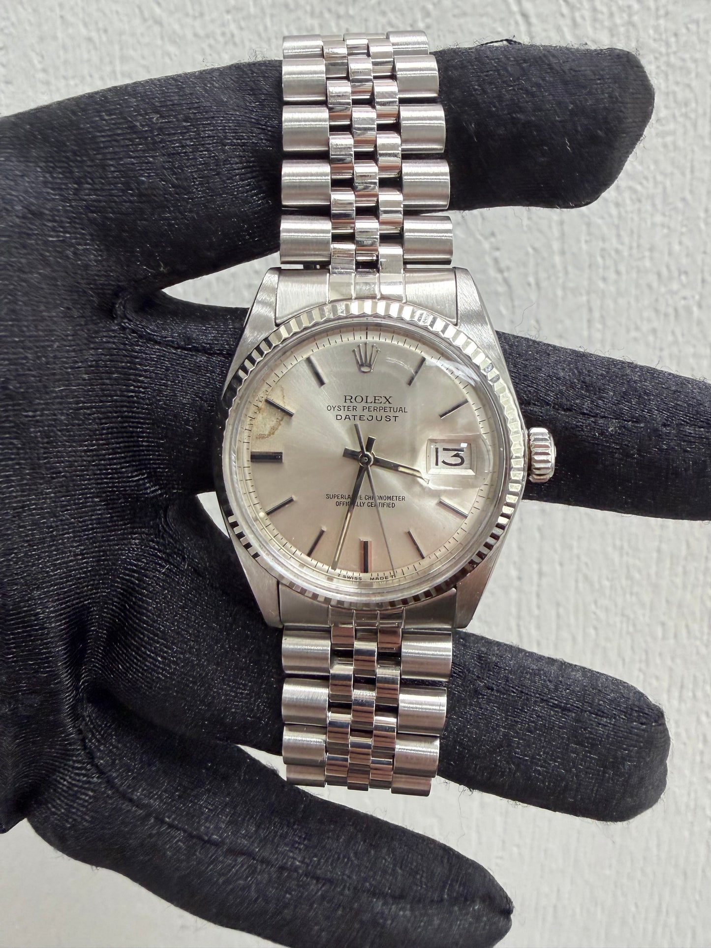 Rolex Datejust Silver Stick Dial on D Link Jubilee Ref. 1601/4 1979 — view 2
