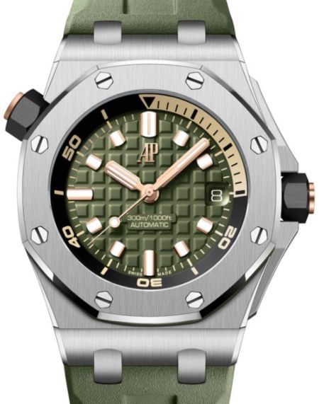 Audemars Piguet Offshore Diver Green Dial on Bracelet Ref. 15720ST.OO.A052CA.01 Card Open Date