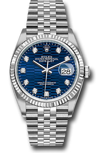 Rolex Datejust Bright Blue Fluted Motif Diamond Dial on Jubilee Ref. 126234 Card 2023