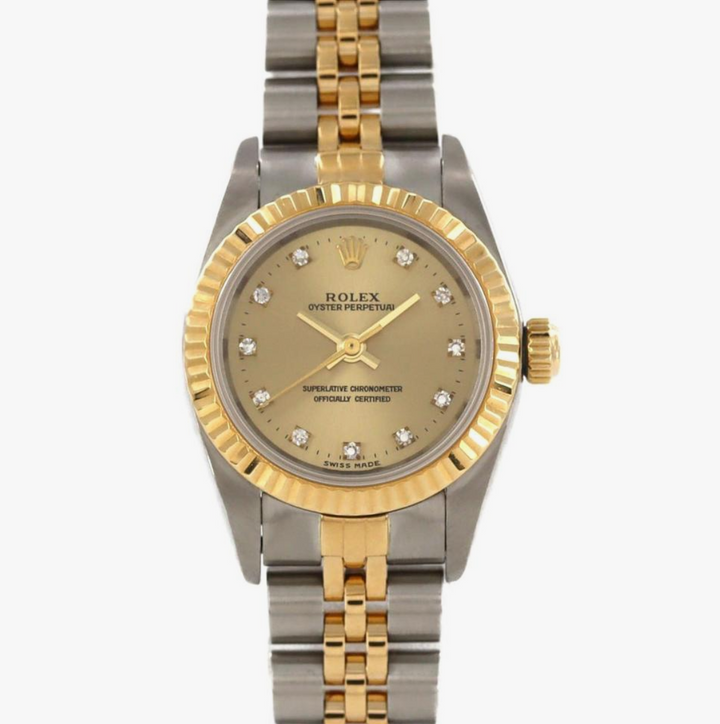 Rolex Oyster Perpetual Gold/ Diamond Markers Dial on Oyster Bracelet Ref. 76193G